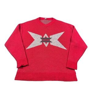 Bogner Vintage Heavy Wool Alpaca Red Geometric Native Sweater Mens Medium